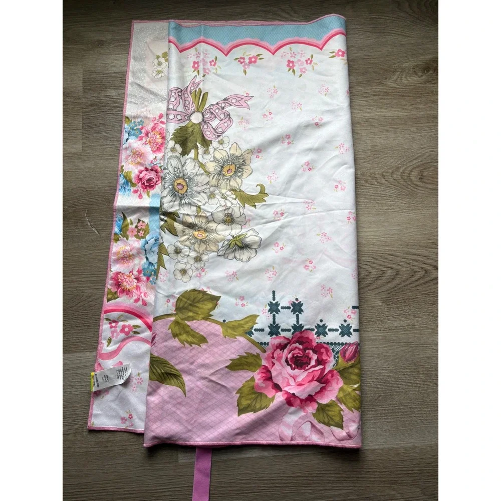 NEW Agua Bendita Adam Meraki Floral Beach Towel Pink White Handmade Devotion